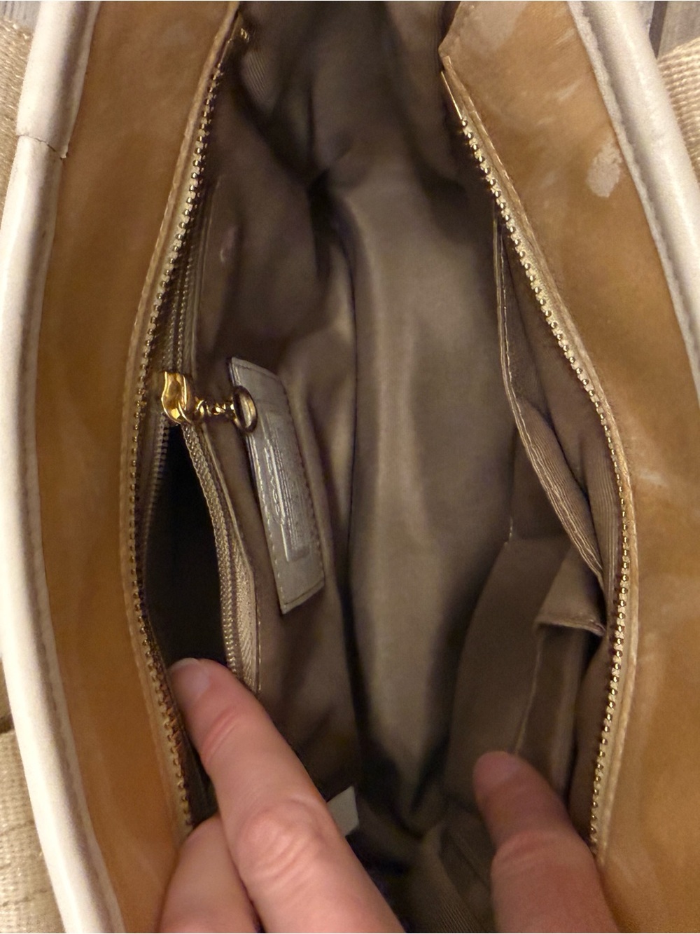 Coach Beige Scribble Signature Small Mini Tote with White Trim Y2K - Picture 6 of 9